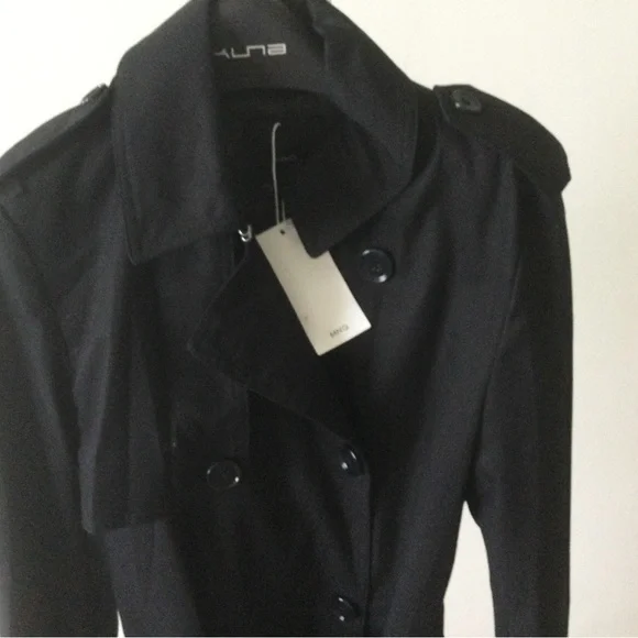 MANGO Classic Trench Coat. Color Black, size XS. NEW